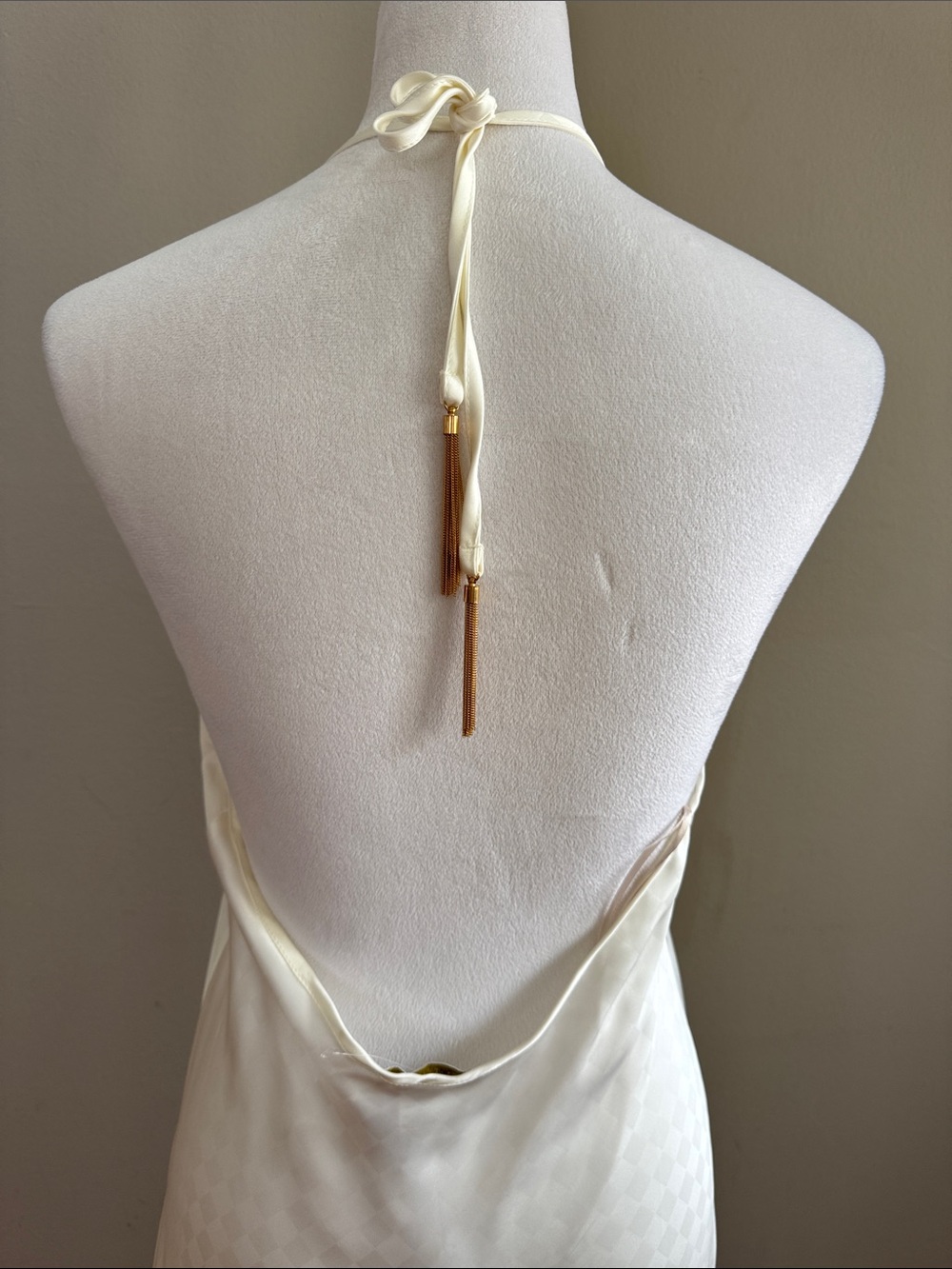 Revolve House of Harlow 1960 Halter Low Back Ivory Maxi Satin Dress Size S NWT - Picture 9 of 11
